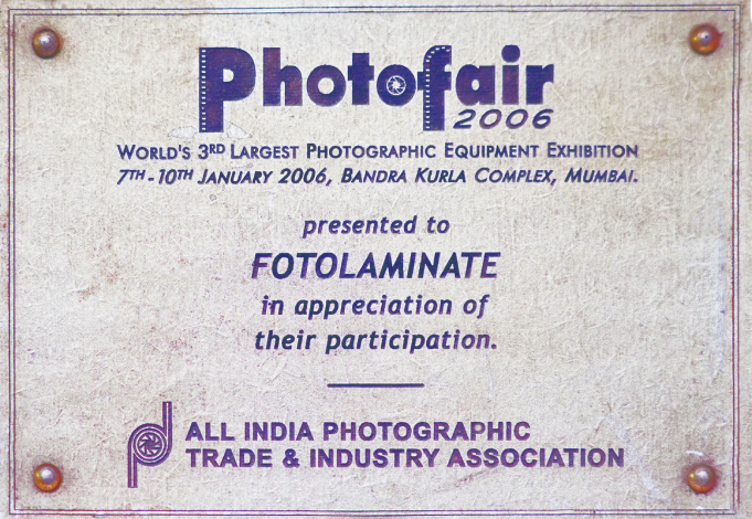 ALL INDIA PHOTOGRAPHIC TRADE & INDUSTRY ASSOCIATION PHOTOFAIR AWARD IN 2006